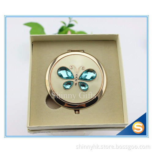 Shinny Gifts Fashionable Fancy Butterfly Design Folding Double Sides Metal Pocket Mirror